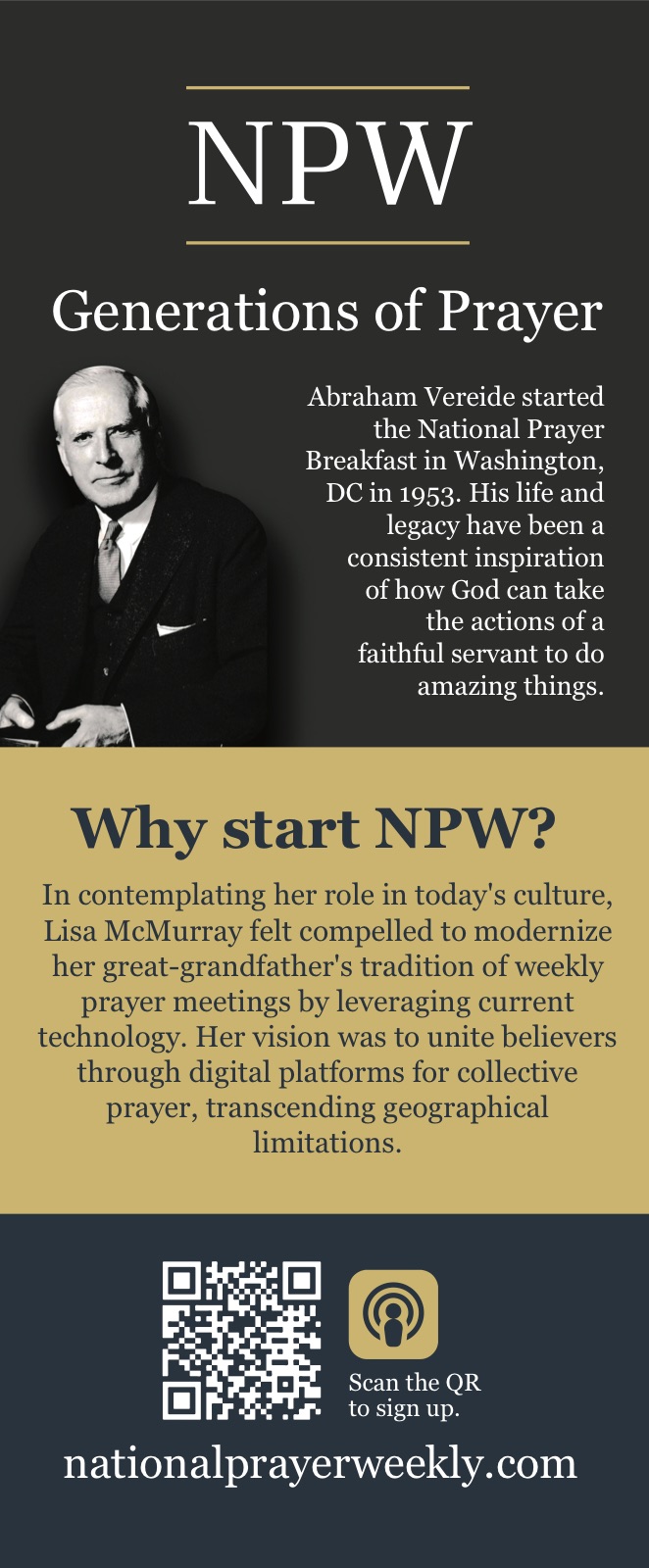 Trade show banner: Generations of Prayer