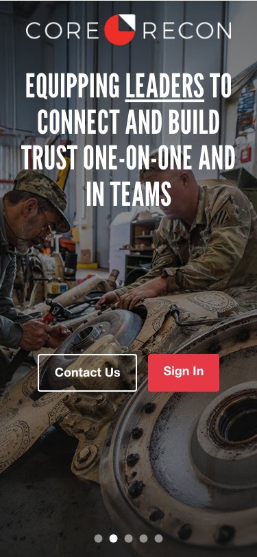 The CORE Recon website on a phone