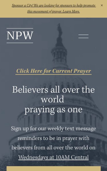 The National Prayer Weekly website on a phone