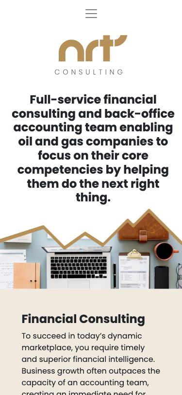 The NRT Consulting website on a phone